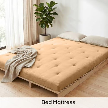 ZonLi Japanese Floor Mattress, 100% Cotton Washable Cover Futon Mattress - color: Burro, size: Full(75"L x 54"W x 4"Th)