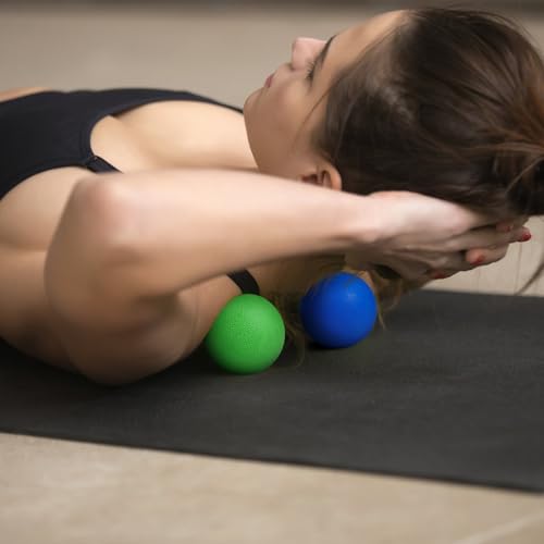 2-Pack Firm Lacrosse Massage Balls (Green&Blue) - color: Green&blue
