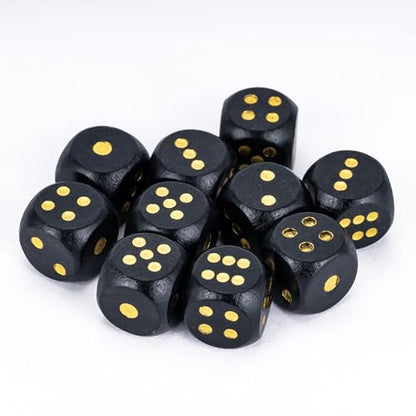 Wooden D6 Dice Set 10PCS 16mm 6 Sided Dice for DND RPG Board Games - color: D6-black G