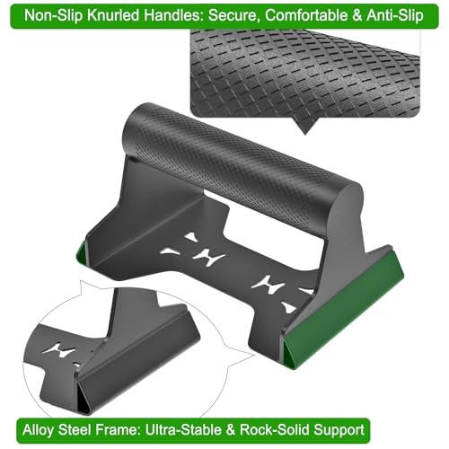 SELEWARE Wood Push Up Bars Steel Calisthenic Parallette Bars Handstand Bars | Anti-Slip Parallettes for Calisthenics, Fitness, Floor Workouts, Solid Wood Handle with Sturdy Metal Bracket Support 600 lbs - color: C: Steel Knurled Grip (7.3"L x 4"H)