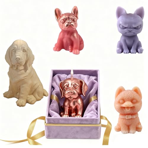 5 PCS Dog Silicone Molds, 3D Animal Resin Candle Soap Making Molds,Animals Casting Silicone Molds for Wax, Soap, Resin Craft, Plaster,Cake Decor, Keychain DIY, Home Decoration