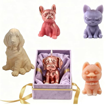 5 PCS Dog Silicone Molds, 3D Animal Resin Candle Soap Making Molds,Animals Casting Silicone Molds for Wax, Soap, Resin Craft, Plaster,Cake Decor, Keychain DIY, Home Decoration