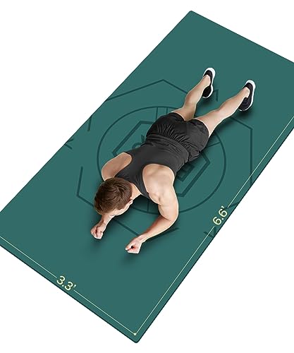 nuveti Large Exercise Mat (6'x 3'), Extra Wide Workout Mat for Men and Women, Yoga Mat Thick 1/4 Exercise Mats Non-Slip, Non-Toxic, Large Fitness Mat Perfect for Barefoot Exercise (Yoga, Pilates, Stretching, Meditation) - color: DarkGreen, size: 78"L x 39