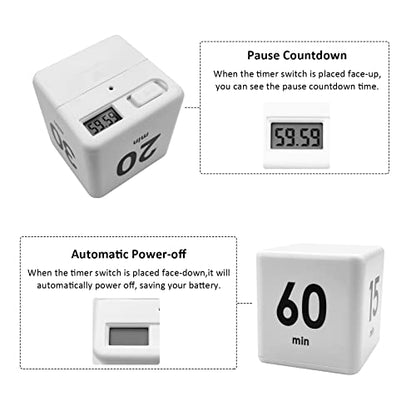 Feilifan Cube Timer, Productivity Cube Rotating Timer, 1-3-5-10 Minute - color: 1-3-5-10min,white
