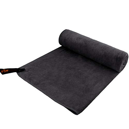 SUNLAND Microfiber Gym Bath Towels for Men Momen 24x48In - color: Black