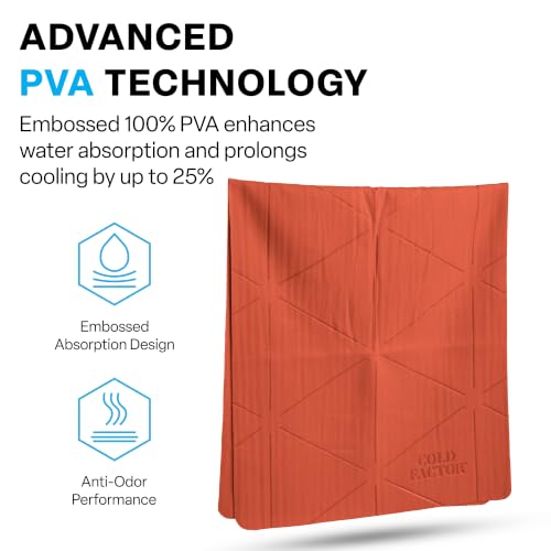 COLD FACTOR Instant PVA Cooling Towels, Cooling Neck Wraps, Orange, 1 Pack - color: Orange