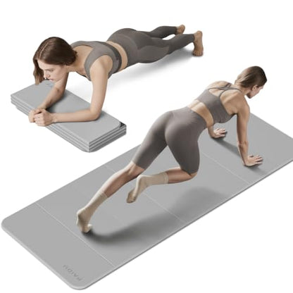PAIDU Foldable Yoga Mat 10MM Thick SGS Certified TPE 75x26" Portable - color: Dark grey+ black