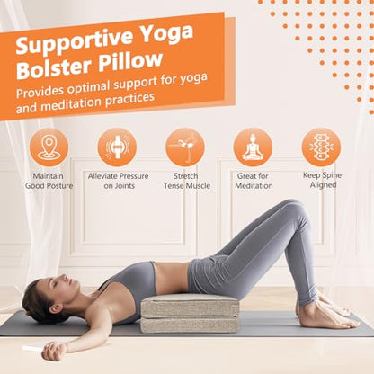 Rectangular Yoga Bolster Pillow Foam Wedge Meditation Floor Pillow for Adults, Large Meditation Cushion Floor Seat, Yoga Pillow Cushions for Sitting, Meditation, Outdoor