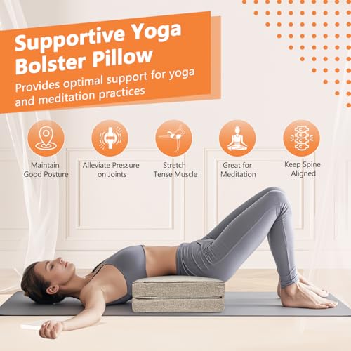 Rectangular Yoga Bolster Pillow Foam Wedge Meditation Floor Pillow for Adults, Large Meditation Cushion Floor Seat, Yoga Pillow Cushions for Sitting, Meditation, Outdoor
