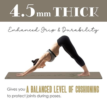 Premium PU Yoga Mat, 4.5mm Non Slip Natural Rubber Exercise Mat with Strap for Yoga, Pilates, Stretching & Fitness - color: Milk Tea