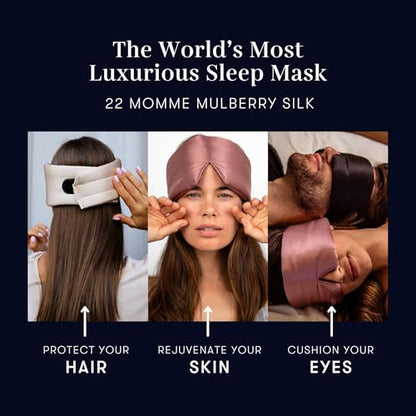 DROWSY Silk Sleep Mask - Face-Hugging, Padded Cocoon for Luxury Sleep in Total Darkness - 100% Pure Mulberry Silk, Skin-Hydrating & Adjustable (Midnight Blue) - color: Midnight Blue, size: 1 Count (Pack of 1)