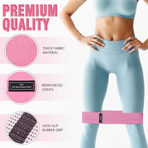 Lenwen 12 Pcs Fabric Resistance Bands Bulk - color: Pink, style: Light Resistance