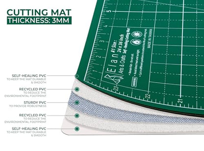 Elan Cutting Mat A3 Green, Self Healing Cutting Mat 12x18 Inch, 5-Ply Craft Board Green, Hobby Board for Crafts 12x18 Inch - style: 18 x 12"