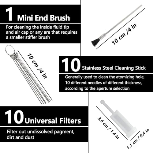 21 Pcs Spray Tool Cleaning Kit Airbrush Cleaning Kit,Multi Brushes | Paint Tool Cleaning Kit,With 10 Pcs HVLP Filters,Cleaning Spray Tools and Airbrushes,Extend the Life of Spray Tool