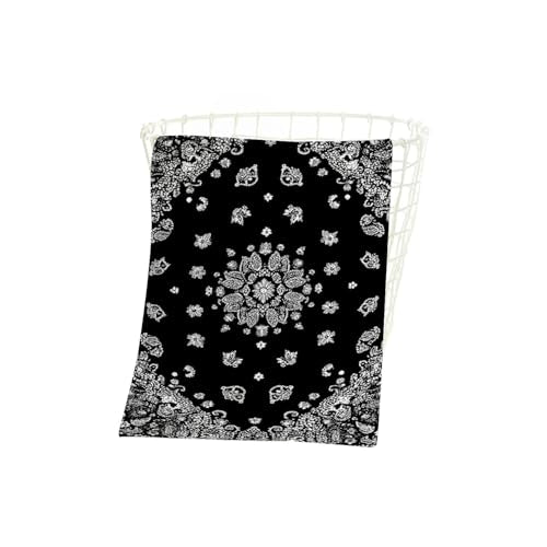 Western Paisley Boho Bath Towel 15X30 Inch Washcloths Black Bandana with White Ornaments Face/Body/Hair/Hand Towel for Spa Gym Yoga Swim Bathroom Kitchen Hotel - color: Western Paisley