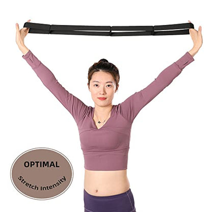Yoga Stretching Strap for Physical Therapy, Stretch Strap for Home Workout, Exercise, Pilates and Gymnastics, Stretch Strap with 4 Loops, Non-Elastic Hamstring Stretch Strap for Women & Men