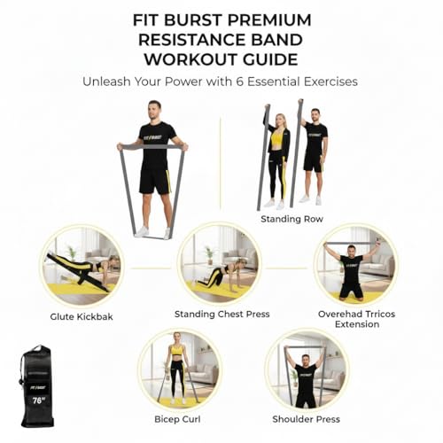 76-Inch Fabric Resistance Band for Full Body Workouts, Wide Non-Slip 120 LB - color: Gray