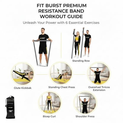 76-Inch Fabric Resistance Band for Full Body Workouts, Wide Non-Slip 120 LB - color: Gray