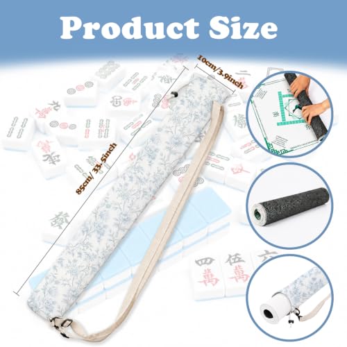 Blue and White Floral Toile Mahjong Mat Bag with Adjustable Straps - color: Blue and White Floral