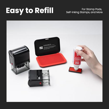Premium Stamp Ink, Quick-Drying & AP-Certified Non-Toxic Refill Ink for Self-Inking Stamps, Date Stamps and Stamp Pads (Red, 2oz) (Pack of 2) - color: Red, size: 2 fl oz (Pack of 2)