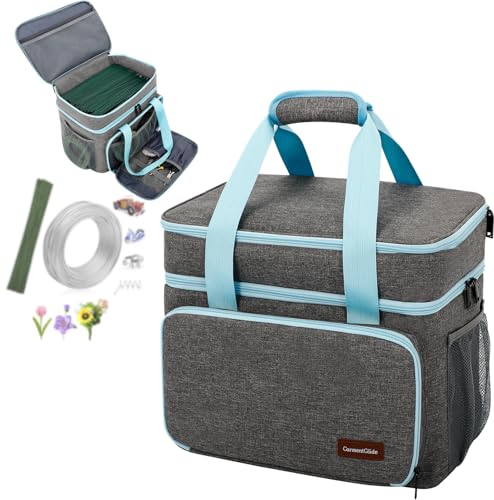 Crafts Storage Bag, Double-Layer Craft Organizer with Adjustable Dividers | Craft Supplies Organizer with Multiple Pockets for Beads, Jewelry & Sewing Tools, Portable Art Bag for Home, Classes & Travel