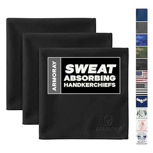 ARMORAY Sweat Absorbing Towel Handkerchief – Quick-Dry Microfiber Gym Towels for Face, Hands & Body – Workout Towel for Men, Sport Rag, Perfect for Tennis, Pickleball & Sauna Use by Women - color: Black (3 Pack)