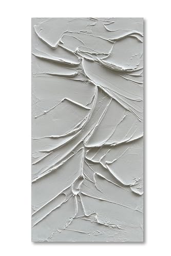 NANKAI Art Hand Painted White Canvas Wall Art 48x24 inch Abstract Modern Oil Painting Contemporary Textured Wall Art Minimalist Artwork Home Decor - color: Nkhb124