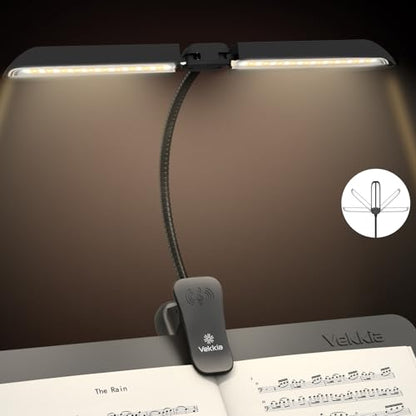 Vekkia 64 Led Rechargeable Music Stand Light - Folding Clip On Piano Lamp | Portable Professional with 5 Brightness×3 Color Temperature for Grand Piano and Book Reading