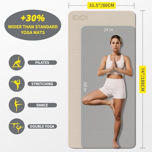 Foldable Yoga Mat Extra Large 74"×31.5" - color: Beige+Black