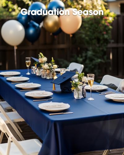 Pureegg Plastic Table Cloth Disposable 8 Pack 54 x 108 Inch, Navy Blue | Graduation Party, Class of 2026, Leakproof & Sturdy, Navy Blue, Tablecloth - color: Navy Blue, size: 54" X 108" Rectangle