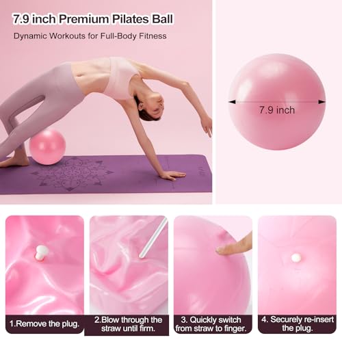 Pilates Kit with Yoga Block, Home Workout Set for Women - color: PINK