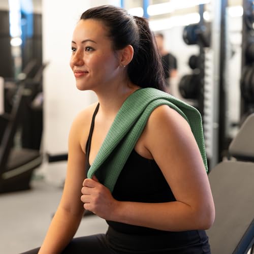 S&T INC. Microfiber Gym Towels, 6 Pack, 16" x 27" | Absorbent and Lightweight, Quick-Dry, Compact for Gym Bag, Yoga and Travel, Machine Washable - color: Honeycomb Green
