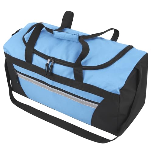 40 Liter, 22 Inch Reflective Duffle Bag with Shoulder Strap for Men, Women, Travel - color: Light Blue