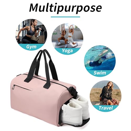 Handbag for Women Yoga Bag Large Capacity Yoga Pad Buckle with Shoe Compartment Water Bottle Sports Gym Bag Travel - color: B03-1 Pink