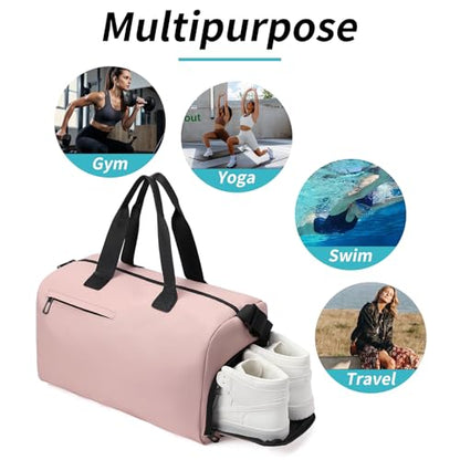 Handbag for Women Yoga Bag Large Capacity Yoga Pad Buckle with Shoe Compartment Water Bottle Sports Gym Bag Travel - color: B03-1 Pink