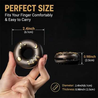 Mystic Ring Bell, Brass Finger Chime for Meditation and Sound Healing | Rotating steel beads offer two ways to play; compact brass finger chime includes a soft pouch for yoga and rituals.