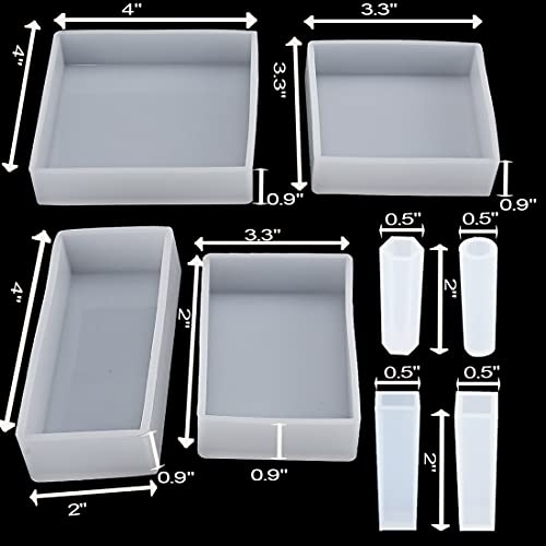 Resin Molds Silicone Kit, Square Pendant Molds for Resin, Insect Specimen | 8PCS,for Resin Jewelry