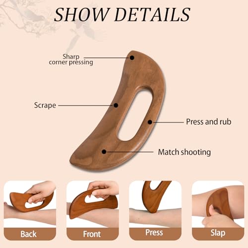 Wooden Cellulite Massager, Body Guasha Tool Lymphatic Drainage Massager Muscle Scraper Back Massage Tool Relieve Muscle Fatigue, Body Gua Sha Paddle Anti Cellulite Tool for Women and Men - color: Style-a