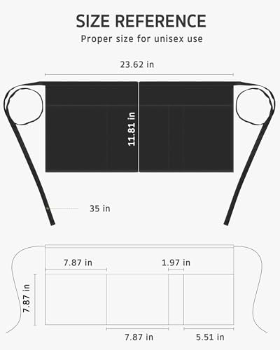 Syntus Server Apron for Men Women, Waitress Waist Apron, Black 1/3/12 Packs - color: Black