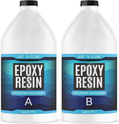 Crystal Clear Epoxy Resin 2 Gallon - Food Safe, UV Resistant, Bubble Free | Casting & coating epoxy resin for jewelry, coasters, molds, art, wood & more. Bubble-free, low odor, USA based business - size: 2 Gallon