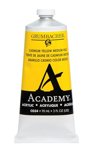 Grumbacher Academy Acrylic Paint, Gloss, 90ml/3 oz Metal Tube, Cadmium Yellow Medium Hue (C034) - color: Cadmium Yellow Medium