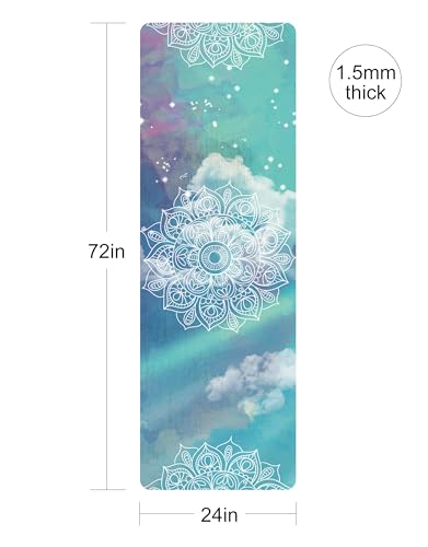 nuveti Printed Travel Yoga Mat 1/16 Inch Thick Non Slip Fitness Workout Mat | with Carrying Bag, Foldable Lightweight Suede & Natural Rubber Yoga Mat for Yoga Pilates and Fitness 72" L x 24" W x 1.5mm - color: RuiQiXiangYun