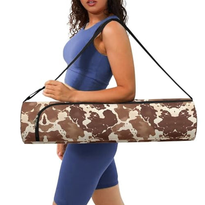 Yoga Mat Bag for Women & Men Full-Zip Yoga Mat Carrier Bag for Class Workout Park with Adjustable Strap - color: Cowhide Spot1