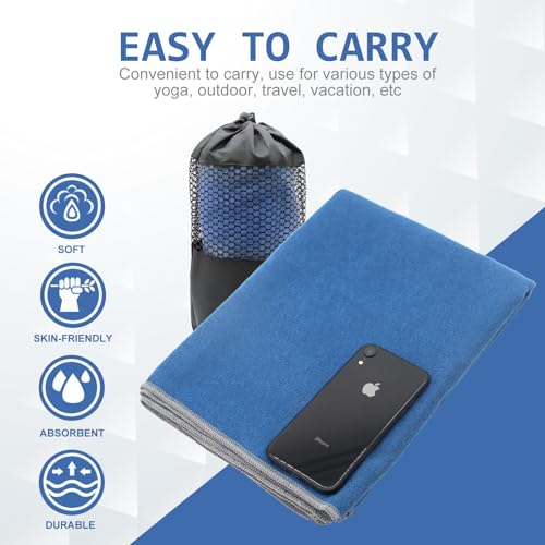 Eunzel Non Slip Hot Yoga Mat Towel with Grip Dots, 72" x 24" - color: Steel Blue, size: 72" x 24"