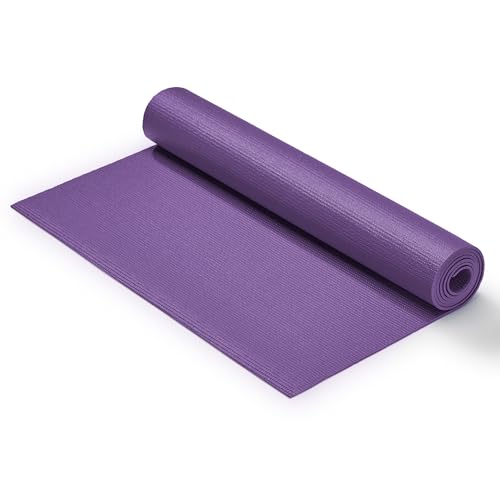 Sunny Health & Fitness Exercise Yoga Mats - Non-Slip Support for Home & Gym | Supportive Comfort, Non-Slip, Durable & Portable, Yoga, Pilates, Meditation, Stretching, Floor Workouts, Multi-Size - color: Classic Purple