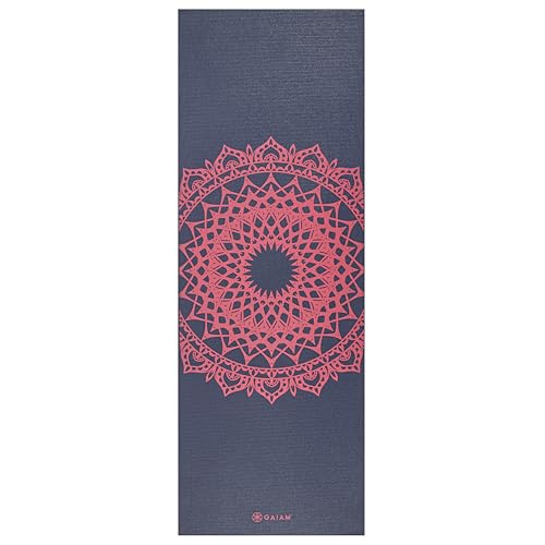 Gaiam Yoga Mat Classic Print, 4mm Non-Slip Mat - color: Pink Marrakesh