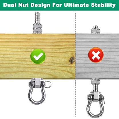 SELEWARE 2 Pcs Stainless Steel Bearing Swing Hangers Heavy Duty Swing Hooks - color: 2 Pack Bearing Hangers (5" X M2/5" Threaded Rod)