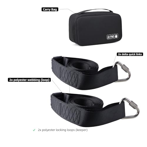 Aerial Loop Straps 8ft Black Soft Bodyloop Contortion 2 pairs Delta Quick Link Rigging Hardware Acrobtic Circus Safely