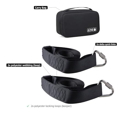 Aerial Loop Straps 8ft Black Soft Bodyloop Contortion 2 pairs Delta Quick Link Rigging Hardware Acrobtic Circus Safely