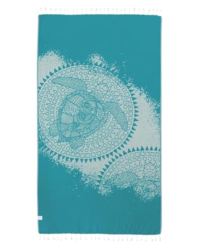 Sand Cloud Turkish Beach Towel - Sand Resistant & Quick Dry | 100% Organic Cotton - Blanket for Picnic or Beach - As Seen on Shark Tank - Mandala Sea Turtle Green - color: Mandala Sea Turtle Green, size: Regular